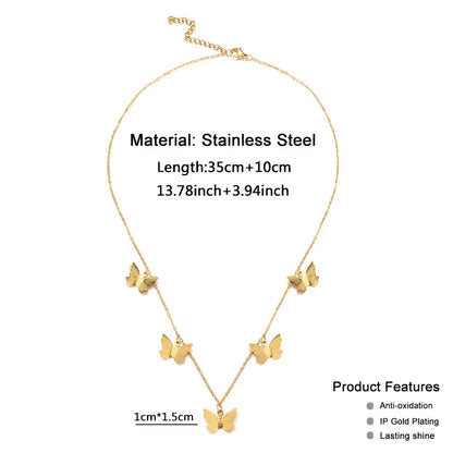 Stainless Steel Gold Plated Simple Style Star Butterfly None Necklace