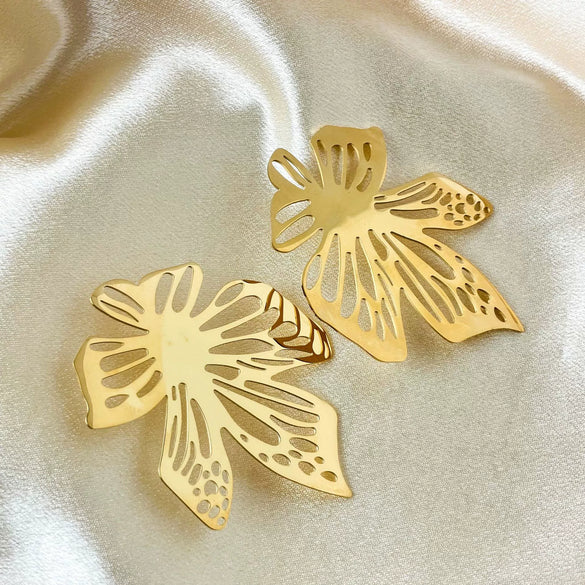 Stainless Steel Gold Plated Sweet Butterfly Animal Zodiac Earrings For Women