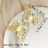 Stainless Steel Gold Plated Sweet Butterfly Animal Zodiac Earrings For Women