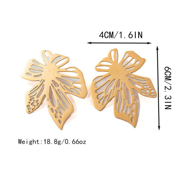 Stainless Steel Gold Plated Sweet Butterfly Animal Zodiac Earrings For Women