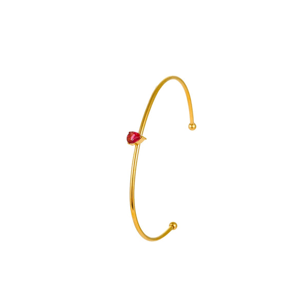 Stainless Steel Gold Plated Women's Geometric Pattern Bracelet Inlaid With Colorful Zircon Birthstone