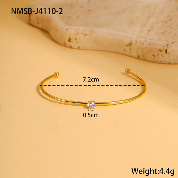 Stainless Steel Gold Plated Women's Geometric Pattern Bracelet Inlaid With Colorful Zircon Birthstone