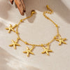Stainless Steel Goldplated Animal Zodiac Style Bracelet With Tropical Fish Starfish Scallop Design