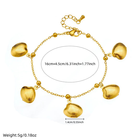Stainless Steel Goldplated Animal Zodiac Style Bracelet With Tropical Fish Starfish Scallop Design