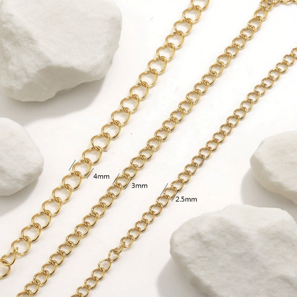 Stainless Steel Goldplated Colorpreserving Flat Oshaped Chain For Necklace Bracelet Diy Accessories