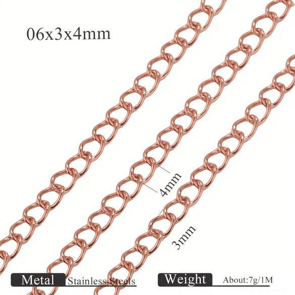 Stainless Steel Goldplated Colorpreserving Flat Oshaped Chain For Necklace Bracelet Diy Accessories