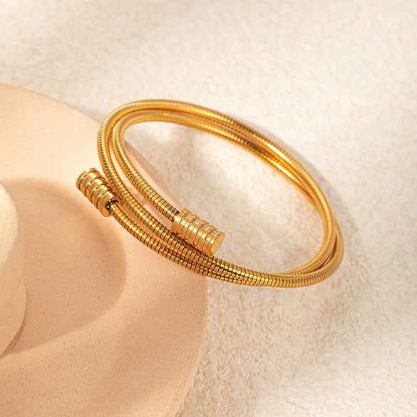 Stainless Steel Goldplated Fashion Knot Bracelet With Electroplating Process