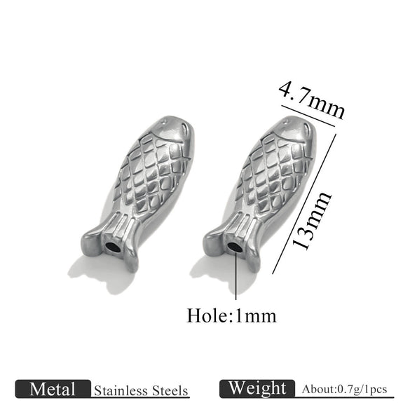 Stainless Steel Goldplated Fish Pattern Spacer Ball Dragon Boat Diy Bracelet Spare Accessories