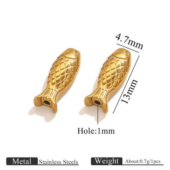 Stainless Steel Goldplated Fish Pattern Spacer Ball Dragon Boat Diy Bracelet Spare Accessories