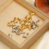 Stainless Steel Goldplated Fivepointed Star Pendant Fashion Bracelet And Necklace Accessories