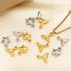 Stainless Steel Goldplated Fivepointed Star Pendant Fashion Bracelet And Necklace Accessories