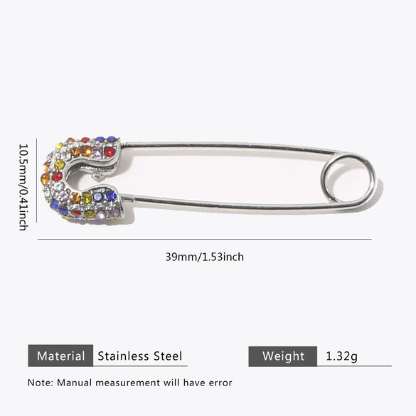 Stainless Steel Goldplated Geometric Diamond Pin Brooch Handmade Jewelry Accessories