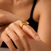 Stainless Steel Goldplated Geometric Ring With Opening Ring Design And Electroplating Process