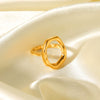 Stainless Steel Goldplated Geometric Ring With Opening Ring Design And Electroplating Process
