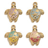 Stainless Steel Goldplated Handmade Turtle And Squareoval Pendant Jewelry Making Materials With Oil Dripping And Ocean Element Design