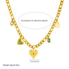 Stainless Steel Goldplated Heart Shape Pendant Side Chain Necklace With Drop Oil Design
