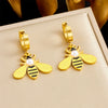 Stainless Steel Goldplated Insect Pattern Imitation Pearl Inlaid Drop Earrings For Women