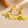 Stainless Steel Goldplated Insect Pattern Imitation Pearl Inlaid Drop Earrings For Women