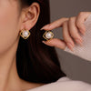 Stainless Steel Goldplated Square Geometric Minimalist Women's Earrings Inlaid With Pearls