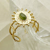 Stainless Steel Goldplated Sunflower Gem Inlay Geometric Design Women's Sweet Natural Fine Jewelry Ring