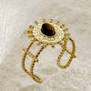 Stainless Steel Goldplated Sunflower Gem Inlay Geometric Design Women's Sweet Natural Fine Jewelry Ring