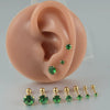 Stainless Steel Green Zircon Ear Studs And Ear Bone Nails With Gold Plating Geometric Style For Women