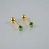 Stainless Steel Green Zircon Ear Studs And Ear Bone Nails With Gold Plating Geometric Style For Women