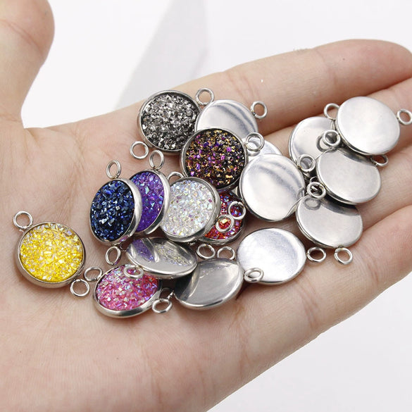 Stainless Steel Gypsophila Double Head Pendant Jewelry Accessories With Electroplating And Geometric Style