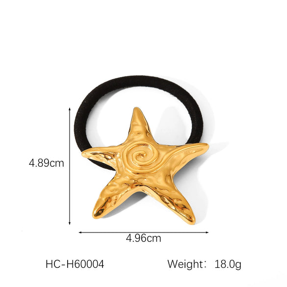 Stainless Steel Hair Accessories Hair Ring With Starfish And Fivepointed Star Pattern Electroplated