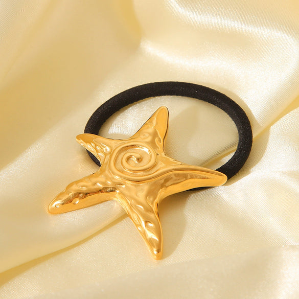 Stainless Steel Hair Accessories Hair Ring With Starfish And Fivepointed Star Pattern Electroplated