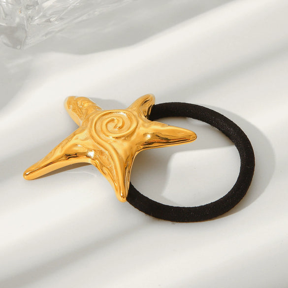 Stainless Steel Hair Accessories Hair Ring With Starfish And Fivepointed Star Pattern Electroplated