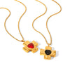 Stainless Steel Hammer Cross Pendant Twist Chain Necklace With Heart And Geometric Patterns Pvd Vacuum Plating Inlay Set For Women