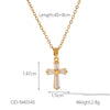 Stainless Steel Hammer Cross Pendant Twist Chain Necklace With Heart And Geometric Patterns Pvd Vacuum Plating Inlay Set For Women