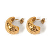 Stainless Steel Hammer Pattern Drop Earrings With 18K Gold Electroplating For Women