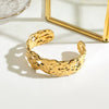 Stainless Steel Hammer Pattern Open Bracelet Electroplated Light Luxury Highend Geometric Style