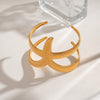 Stainless Steel Hammer Pattern Starfish Open Bracelet Electroplating Jewelry