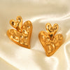 Stainless Steel Hammered Geometric Heartshaped Electroplated Earrings For Women