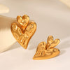 Stainless Steel Hammered Geometric Heartshaped Electroplated Earrings For Women