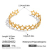 Stainless Steel Hammered Geometric Pattern Hollow Fivepointed Star Open Bracelet Jewelry For Women Electroplated
