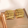 Stainless Steel Hammered Gold Geometric Exaggerated Earrings