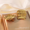Stainless Steel Hammered Gold Geometric Exaggerated Earrings