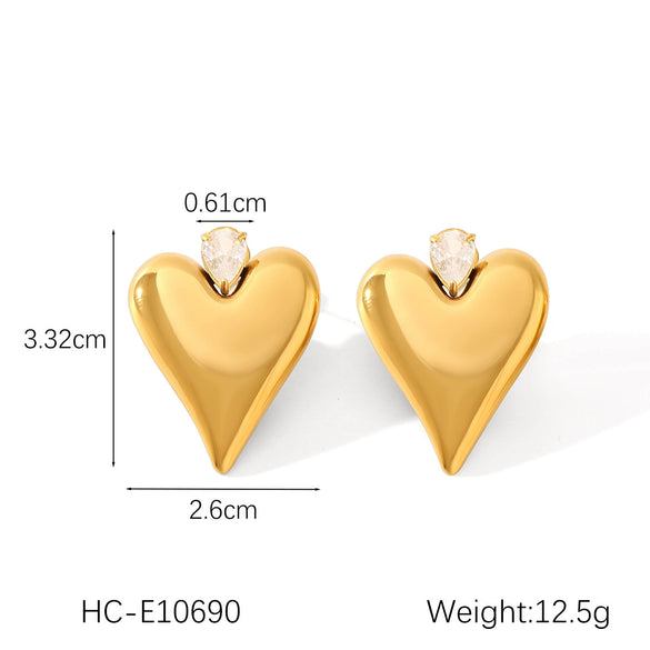 Stainless Steel Hammered Heartshaped Electroplated Earrings