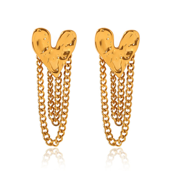 Stainless Steel Hammered Heartshaped Electroplated Earrings