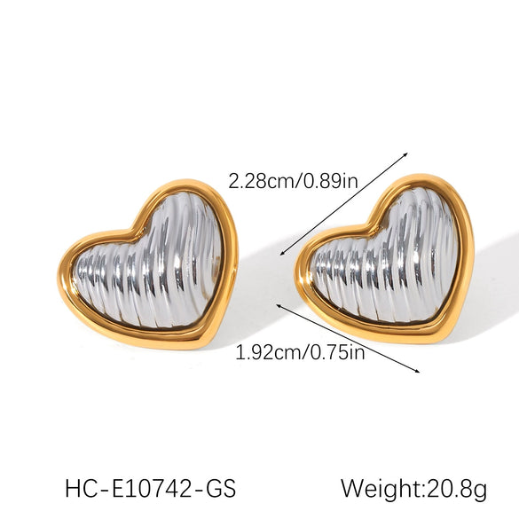 Stainless Steel Hammered Heartshaped Electroplated Earrings