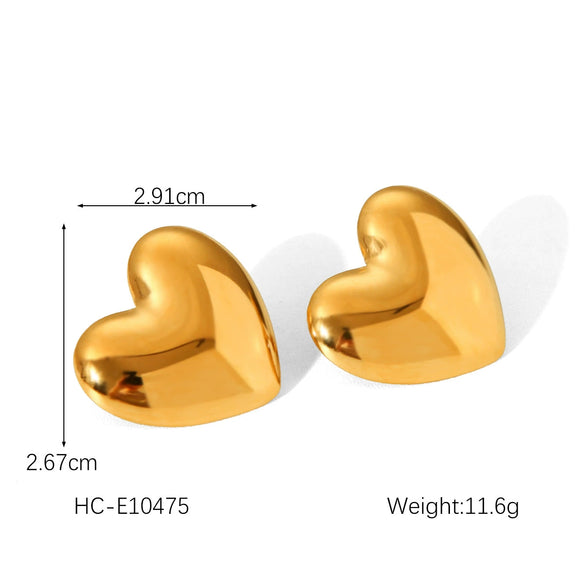 Stainless Steel Hammered Heartshaped Electroplated Earrings