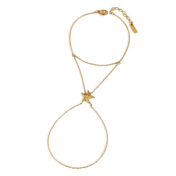 Stainless Steel Hand Chain With Starfish Design For Women Simple Ins Style Electroplated