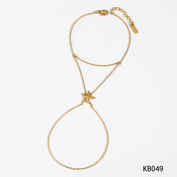 Stainless Steel Hand Chain With Starfish Design For Women Simple Ins Style Electroplated