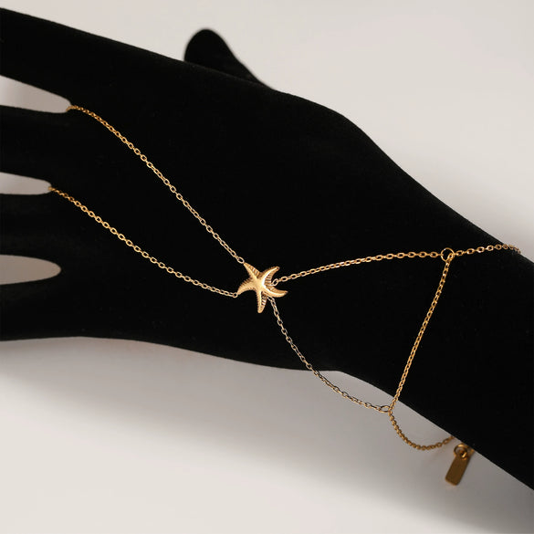 Stainless Steel Hand Chain With Starfish Design For Women Simple Ins Style Electroplated