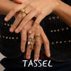 Stainless Steel Handmade Animal Zodiac Butterfly Tassel Ring For Women Electroplated Gold And Silver Color Matching