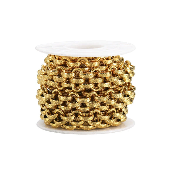 Stainless Steel Handmade Braided Thick Chain Necklace And Exaggerated Bracelet With 18K Electroplating